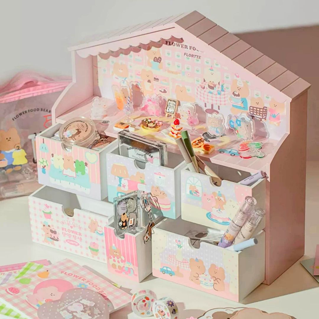 Ramadan Radiance Sale-FLORTTE Flower Food Bear Happy Wooden House Gift Box