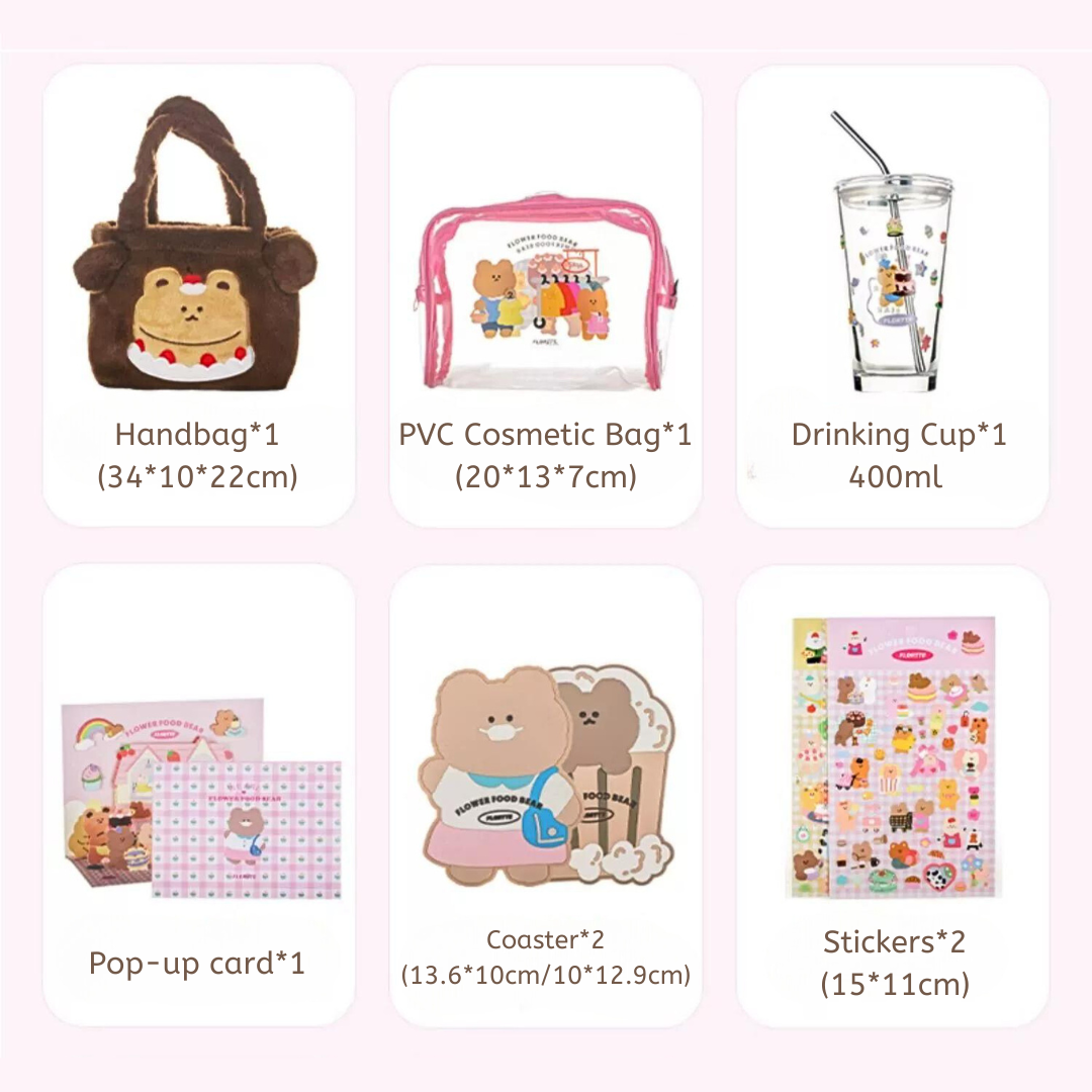 Ramadan Radiance Sale-FLORTTE Flower Food Bear Happy Wooden House Gift Box