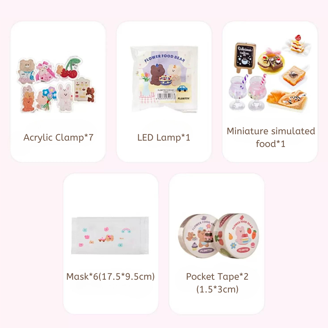 Ramadan Radiance Sale-FLORTTE Flower Food Bear Happy Wooden House Gift Box